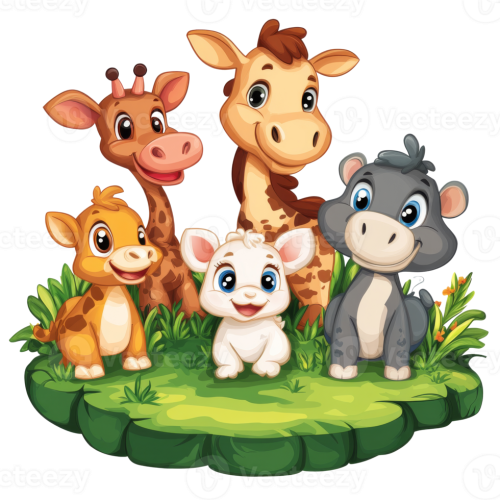cute-animated-animals-gathered-in-a-lush-setting-png